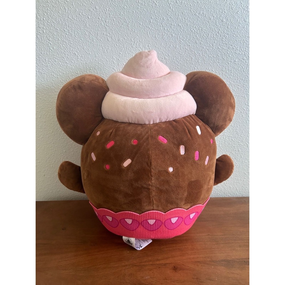 Disney Parks Munchlings Minnie Mouse Strawberry Cupcake Plush Pillow Brown Pink - Picture 4 of 6